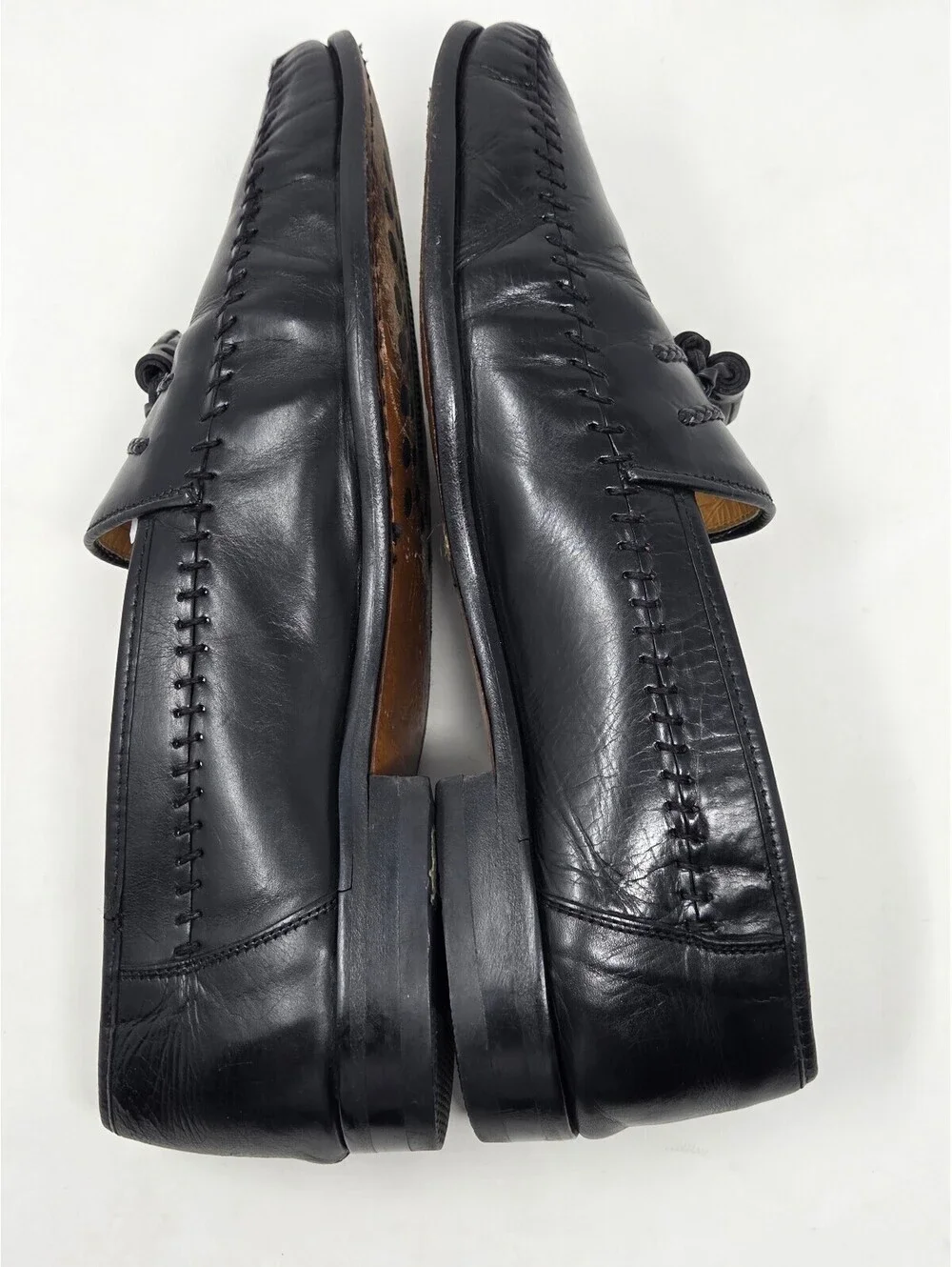 Sandro Moscoloni Black Leather Tassel Loafers Mens Size 9.5